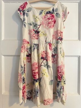 GAP Linen Cream & Rose Dress with Pink Floral Print